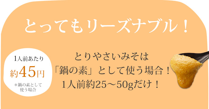 とりやさいみそはとってもリーズナブル