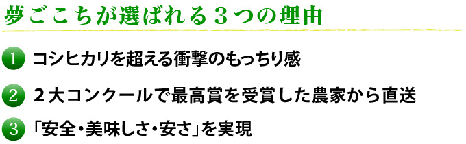 長寿米が選ばれる３つの理由